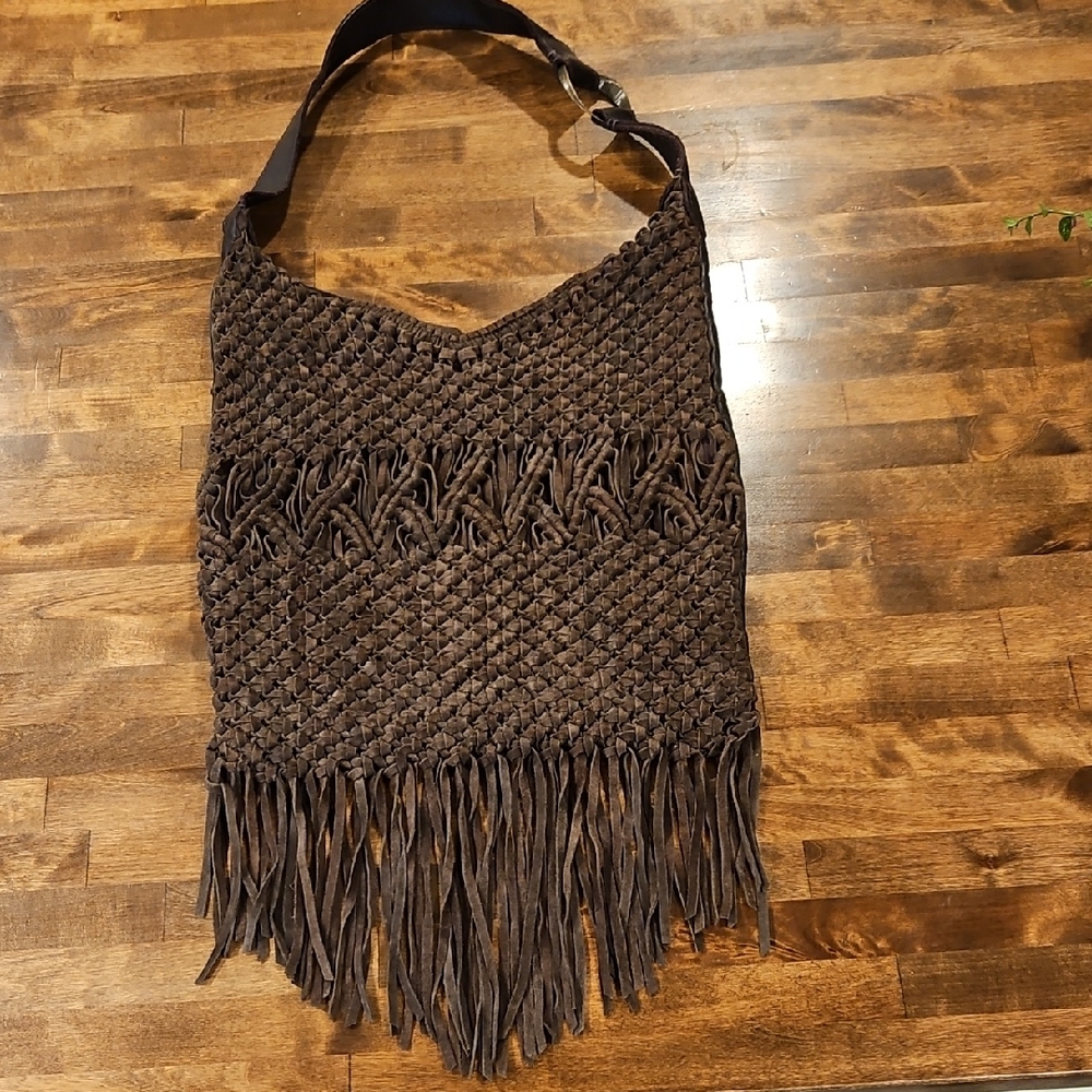 Lucky Brand Dark Brown Fringe Shoulder Bag